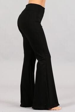 Chatoyant Plus Size Flared Bell Pants With Frayed Fringe BLack 2XL